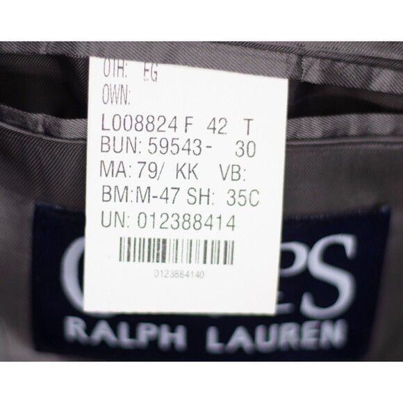 Chaps Ralph Lauren Mens 42 Beige Lambswool herringbone Blazer Coat Suit Jacket - Picture 10 of 12